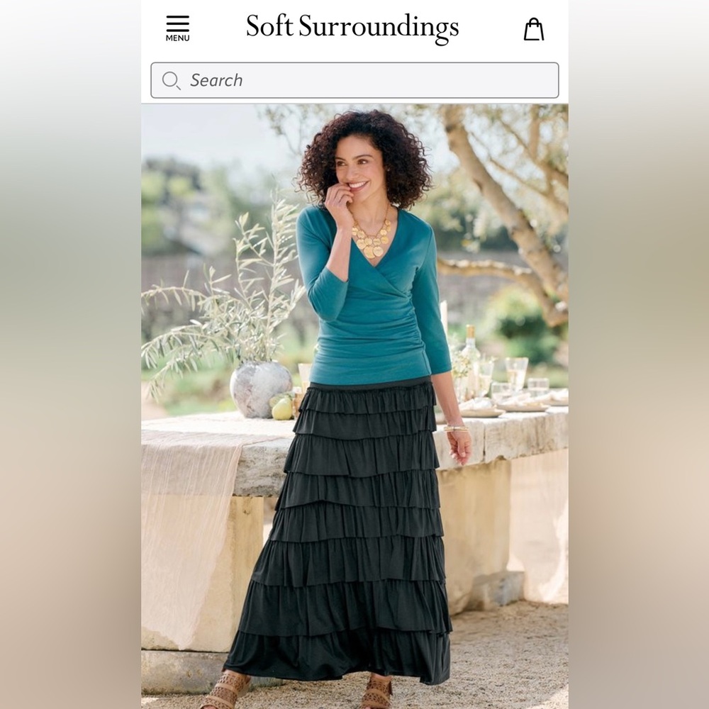 Soft Surroundings Black Tiered Knit Maxi Skirt